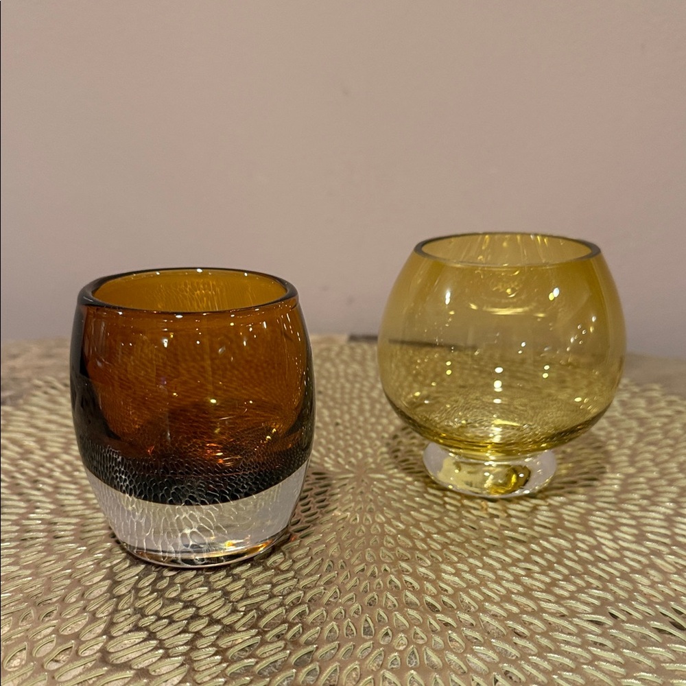 Crate&Barrel Glass Votive Holder, Set of 2